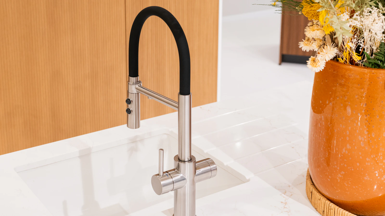 Composiet keukenblad met afdrupgroeven