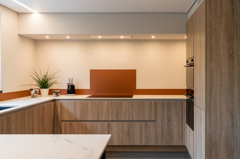 Gezellige keuken in houtstructuur